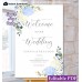 Blue Ivory Hydrangea welcome sign template,wedding welcome sign,(139)